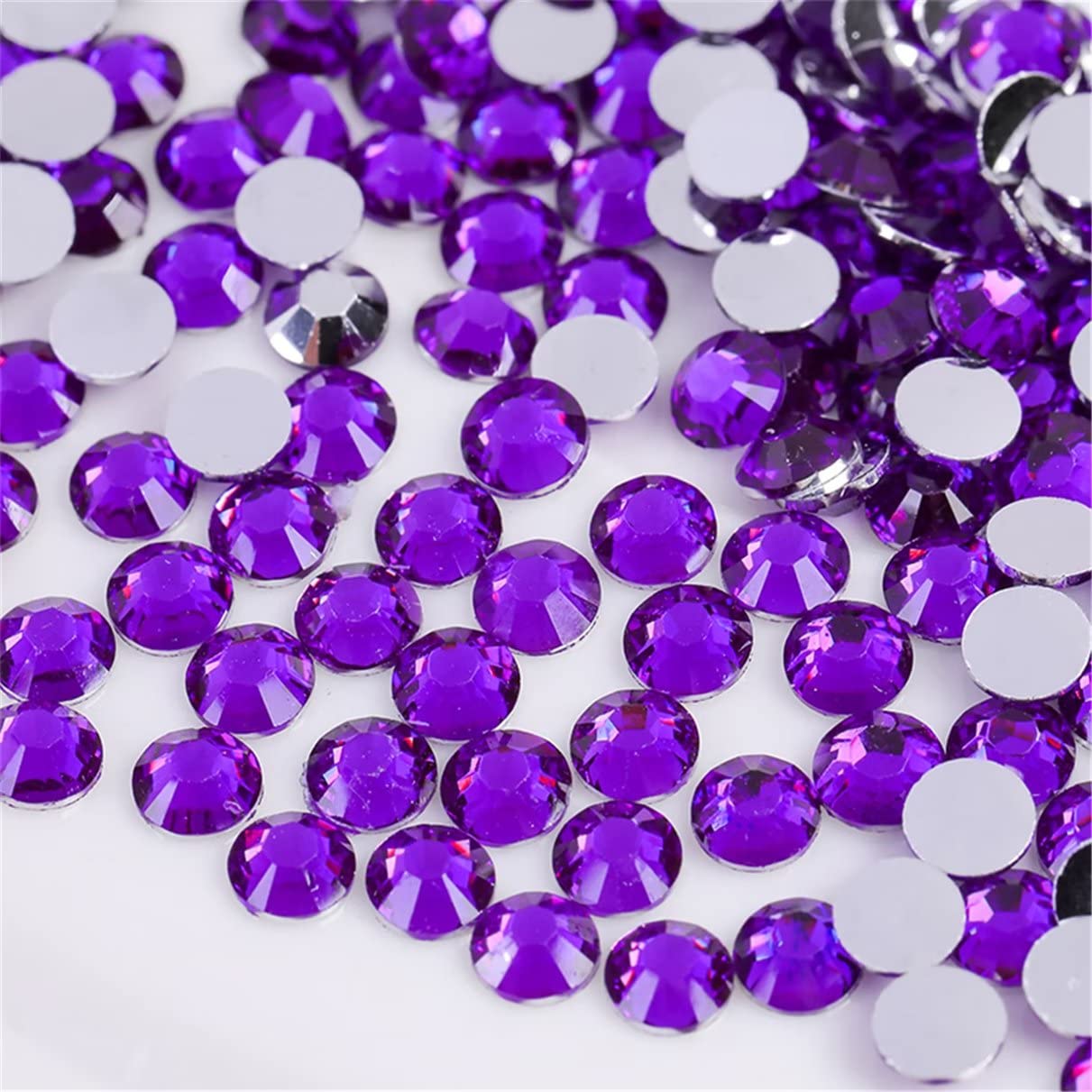 3000 Pieces SS6 2mm Flatback Rhinestones Clear Glass Round Gems Crystals for Nail Art DIY Crafts Clothes Shoes Bags （Dark Purple）-FemmiqueWomen