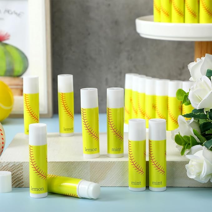 24 Pcs Softball Lip Balm Softball Team Gifts Softball Party Favors Softball Lip Balm Gift for Softball Team Softball Party Guest Supplies-FemmiqueWomen