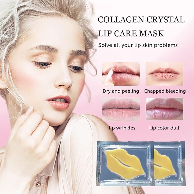 30 pieces of Moisturizing Collagen Crystal Lip Mask - Anti-Ageing & Anti Chapped, Reduce lip Wrinkles, Fade Lip Color, Make Skin Smooth And Firm Collagen Lip Pieces (Gold-Lip Mask) …-FemmiqueWomen