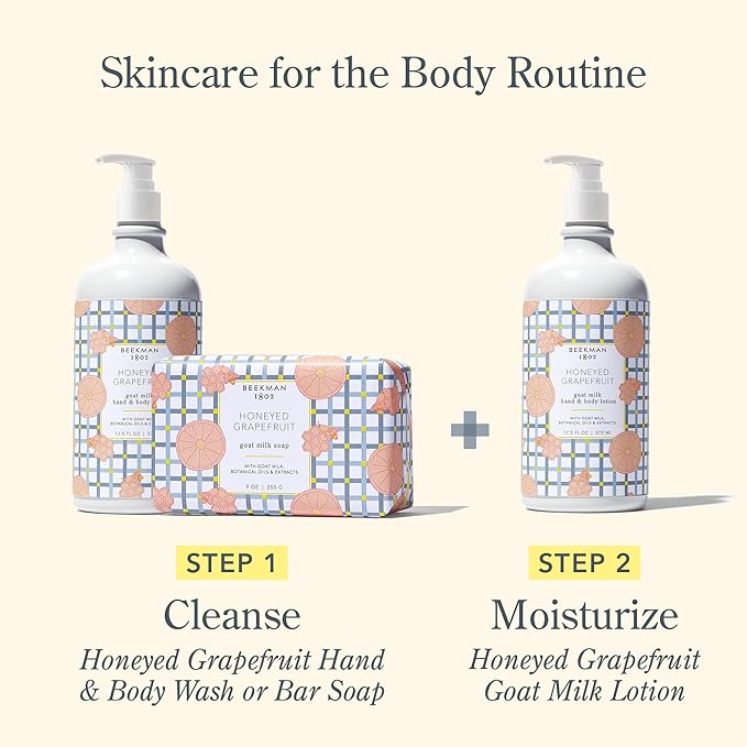 Beekman 1802 Goat Milk Body Lotion, Honeyed Grapefruit - Scented - 12.5 oz - Moisturizing with Shea Butter - for Sensitive Skin - Cruelty Free - Packaging May Vary - Pump Included, Ready for Use-FemmiqueWomen