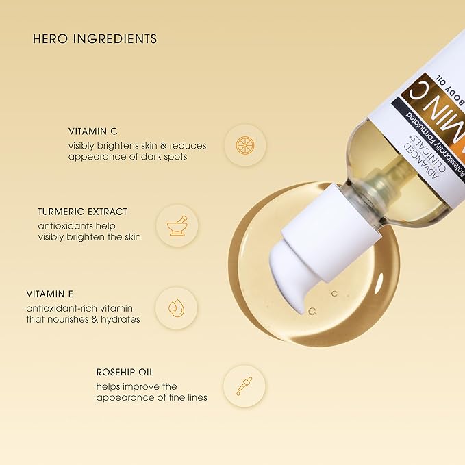Advanced Clinicals Brightening Vitamin C Cream Moisturizer + Vitamin C Body Oil 2pc Skincare Set | Nourishing, Brightening, & Hydrating Body Oil & Body Lotion To Improve Appearance Of Dark Spots, 2pc-FemmiqueWomen