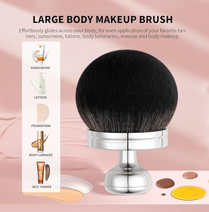docolor Extra Large Body Makeup Brush For Self Tanner, 3 Inch Width Self Tanning Brush Kabuki Brush, Soft synthetic hair, for Foundation, self-tanners, bronzer, sun blocks, powder, For Face and Body-FemmiqueWomen