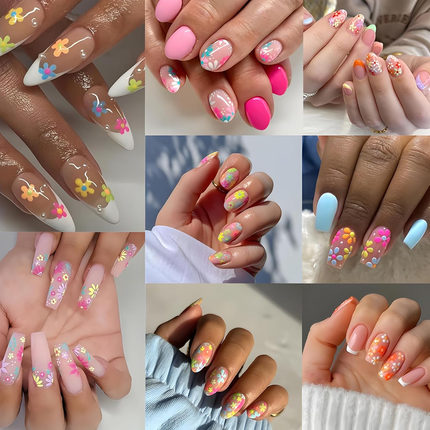 30 Sheets Flower Nail Stickers for Nail Art Colorful 3D Self Adhesive Daisy Nail Decals Spring Summer Nail Art Stickers Cute Floral Nail Design Decoration Accessories for Women and Girls-FemmiqueWomen