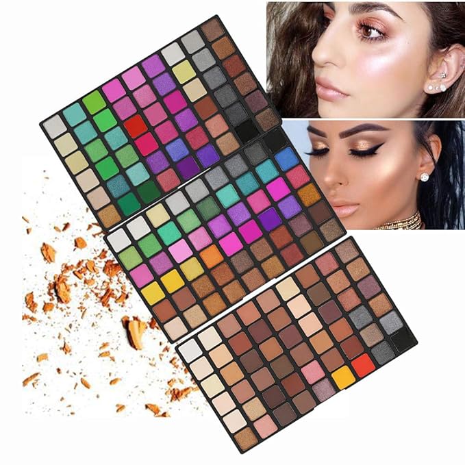 162 Colors Hightlight Eyeshadow Palette Makeup Gift Set, FantasyDay Professional Long Lasting Waterproof Matte Highly Pigments Shiny Shimmers Glitter Makeup Palette Colorful Cosmetic Eye Shadow Pallet-FemmiqueWomen