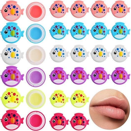 30 Pcs Fish Shape Lip Balm Under the Sea Party Favors Kids Fruit Flavored Lip Balm Ocean Party Favors Classroom Gift Exchange for Children Girls Women Men Students-FemmiqueWomen