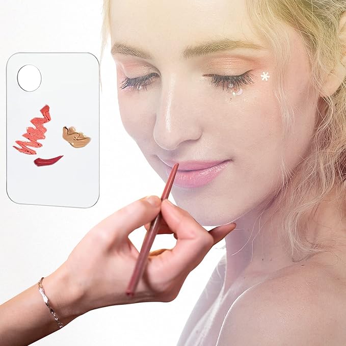 2PCS Acrylic Cosmetic Palette with 2PCS Spatula Tool,Makeup Palette Mixing Tray Apply for Foundation Eye Shadow Lipsticks Nail Art Professional Pigment Blending-FemmiqueWomen
