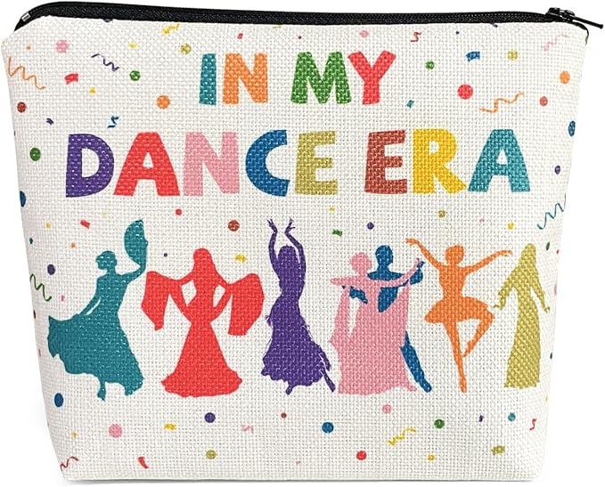 My Dance Era Canvas Zipper Cosmetic Bag, Small Makeup Bag for Women, Friends, Daughter, Sister for Dancers, Dancer Birthday Gifts for Girls (White)-FemmiqueWomen