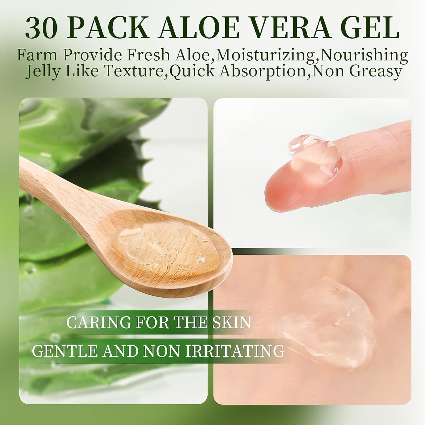 30 Pack Aloe Vera Gel for Face, Hair, Skin, Sunburn Relief, 99% Pure Aloe Vera Gel for After Sun Skin Care Relief, Bulk Aloe Gel Travel Size for All Skin Types-FemmiqueWomen