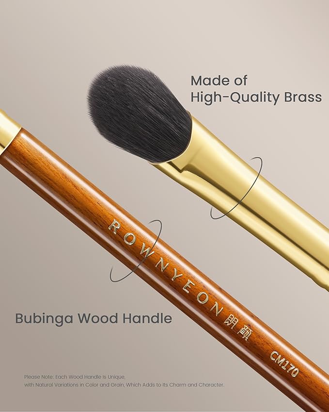 Desert Oak Series Thumb-Shaped Eyeshadow Brush （Small） - Curved Brush Head Mimics Natural Finger Contour, Premium Goat Hair & Bubinga Handle for Lid/Crease Blending (CM 171)-FemmiqueWomen