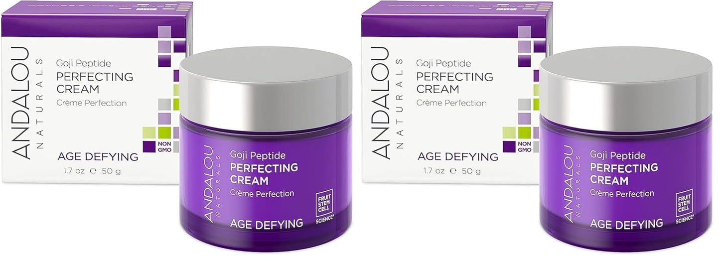 Andalou Naturals Goji Peptide Perfecting Cream, Age Defying Face Cream, Resveratrol CoQ10 Face Moisturizer, Supports Skin Collagen and Elastin & Helps Fight Fine Lines & Wrinkles, 1.7 fl oz-FemmiqueWomen