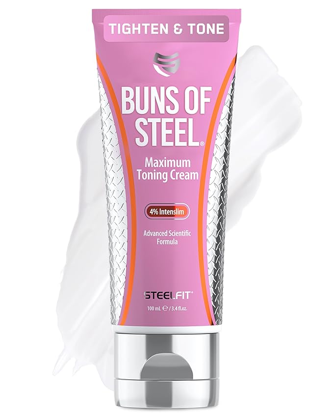 SteelFit Maximum Toning Cellulite Cream, Buns of Steel - Skin Firming & Tightening Body Lotion with Caffeine for Stretch Marks - Anti-Cellulite Remover Treatment for Booty, Thighs, Legs & Glutes-FemmiqueWomen