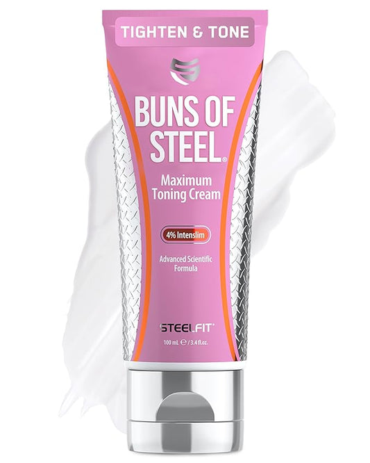SteelFit Maximum Toning Cellulite Cream, Buns of Steel - Skin Firming & Tightening Body Lotion with Caffeine for Stretch Marks - Anti-Cellulite Remover Treatment for Booty, Thighs, Legs & Glutes-FemmiqueWomen