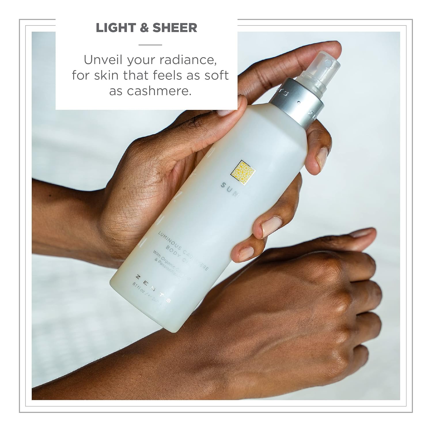 Zents Luminous Cashmere Body Oil (Fragrance-Free) | Moisturizing Body Oil with Vitamin E & Organic Coconut Oil | Softens & Smooths Skin | 8 fl oz-FemmiqueWomen