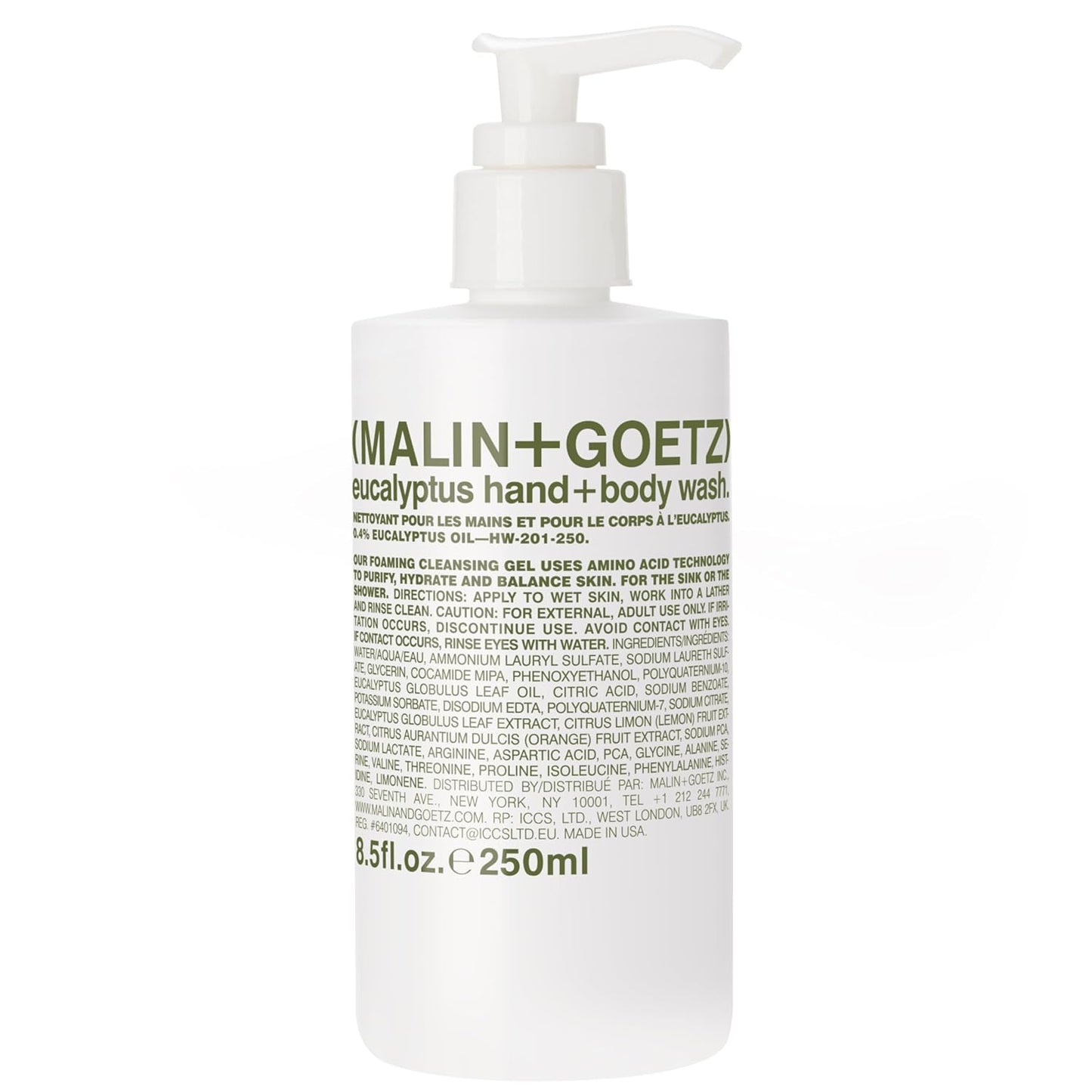 MALIN+GOETZ Eucalyptus Hand + Body Wash – natural hydrating soap,cleansing and purifying for all skin types, prevents stripping or irritation on sensitive skin. Cruelty-free. 8.5 fl oz-FemmiqueWomen