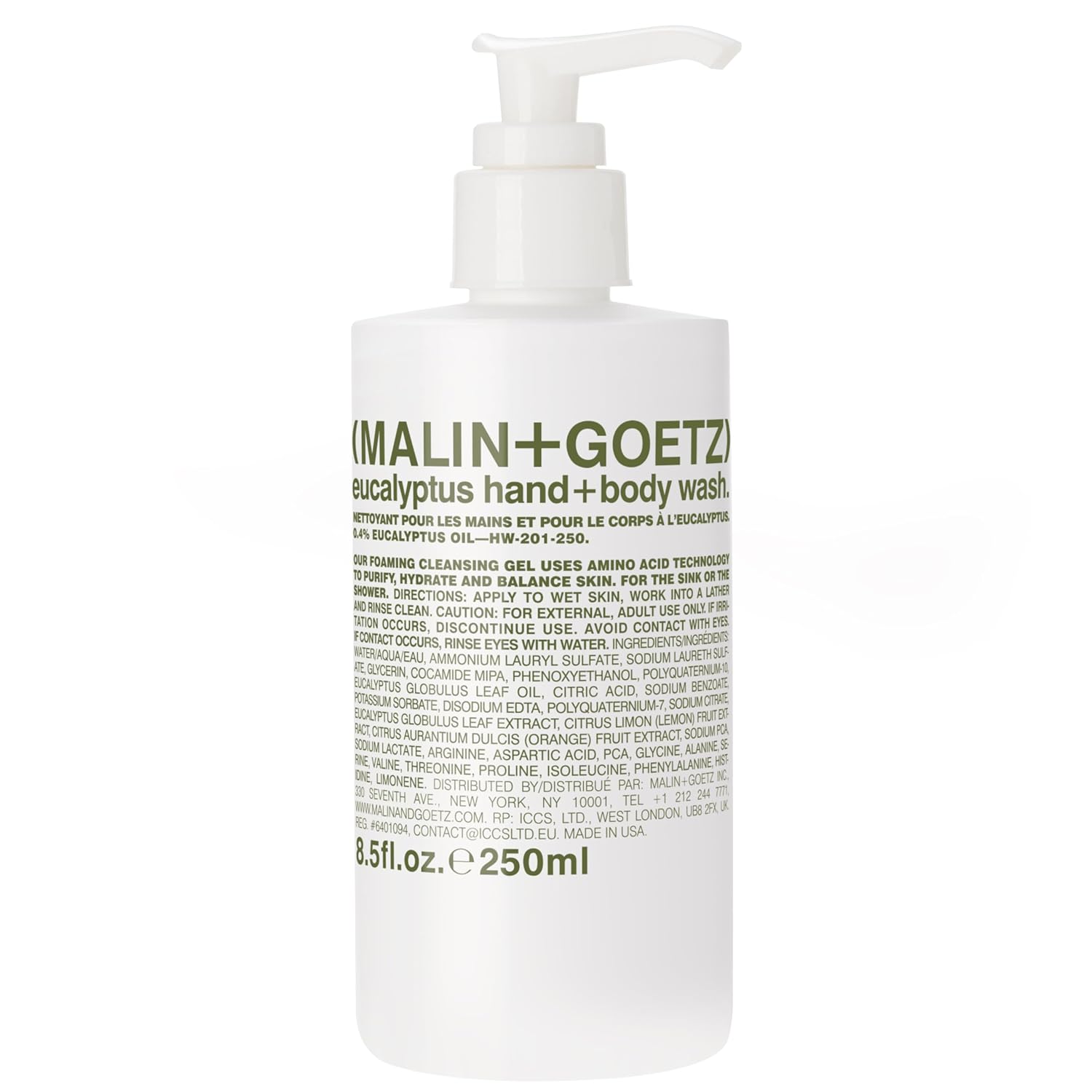 MALIN+GOETZ Eucalyptus Hand + Body Wash – natural hydrating soap,cleansing and purifying for all skin types, prevents stripping or irritation on sensitive skin. Cruelty-free. 8.5 fl oz-FemmiqueWomen