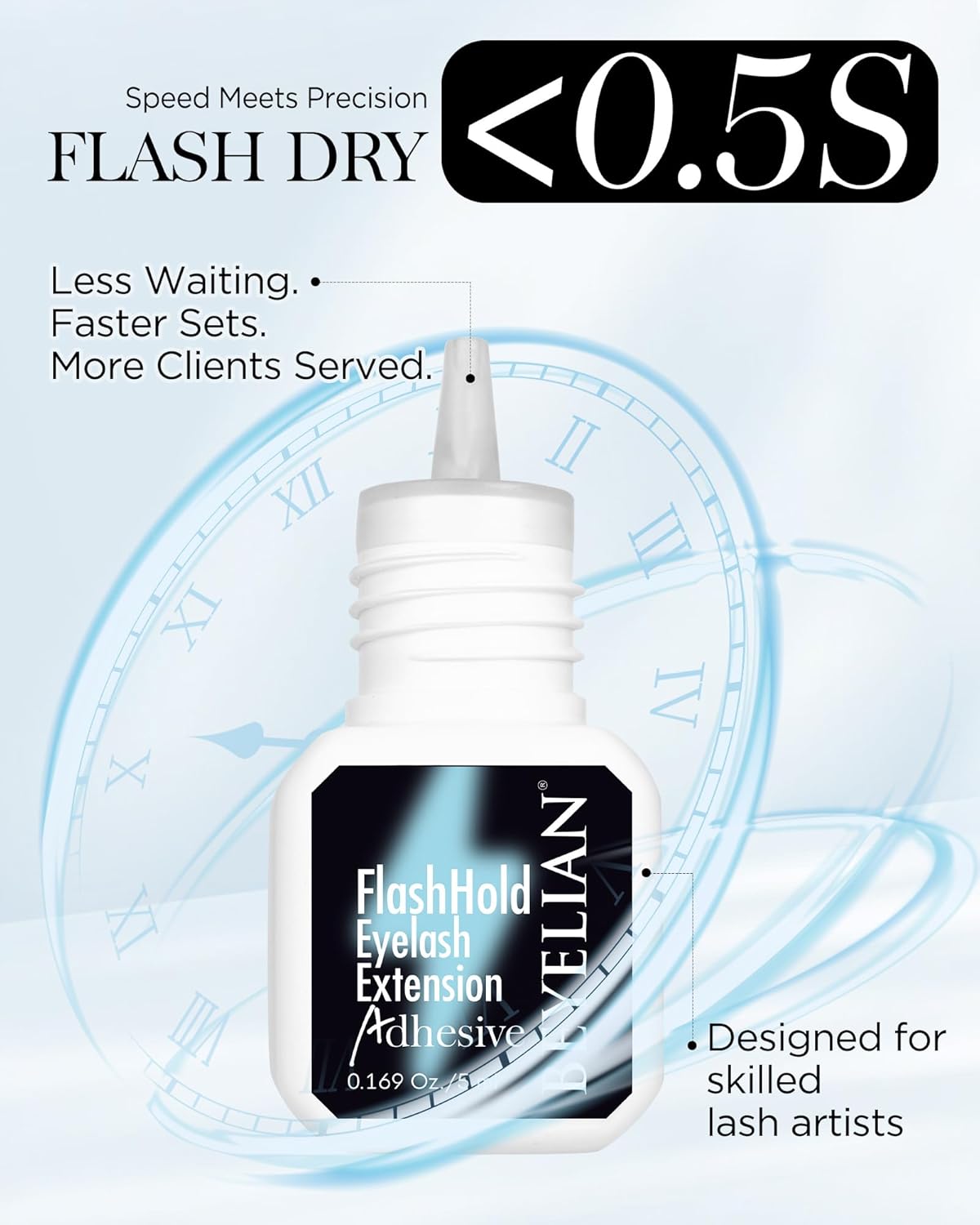 BEYELIAN Sensitive Eyelash Extension Glue 0.17fl.oz/5ml / 0.5Sec Drying Time/Retention – 7-8 Weeks/Black Adhesive/Professional Hypoallergenic Formaldehyde-Free Lash Extension Glue Supplies-FemmiqueWomen