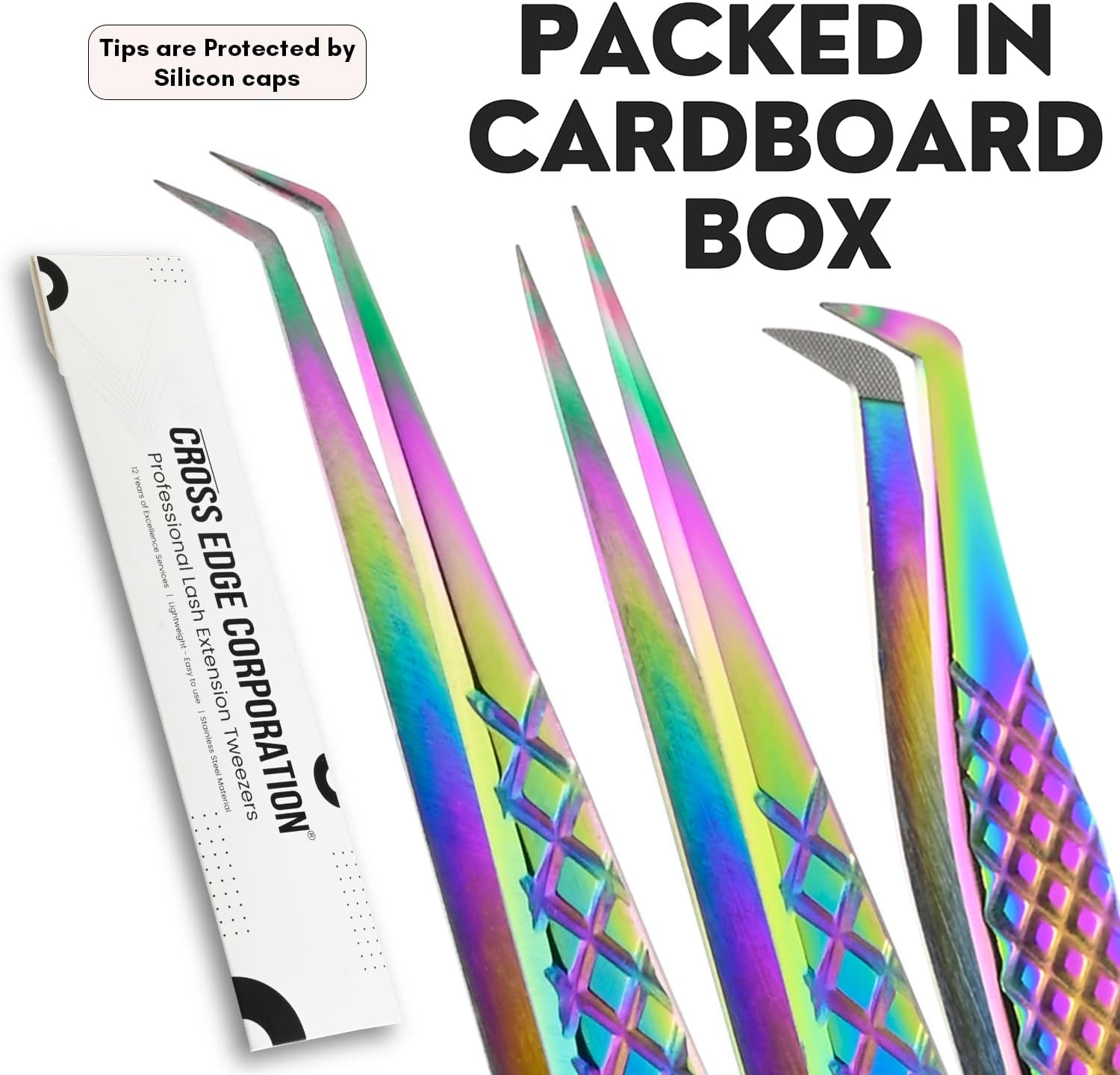 3pcs Fiber Tip Lash Tweezer Set – Boot Volume Eyelash Tweezer, Curved & Straight Isolation Tweezers for Eyelash Extensions, Stainless Steel, Non Slip Grip-FemmiqueWomen