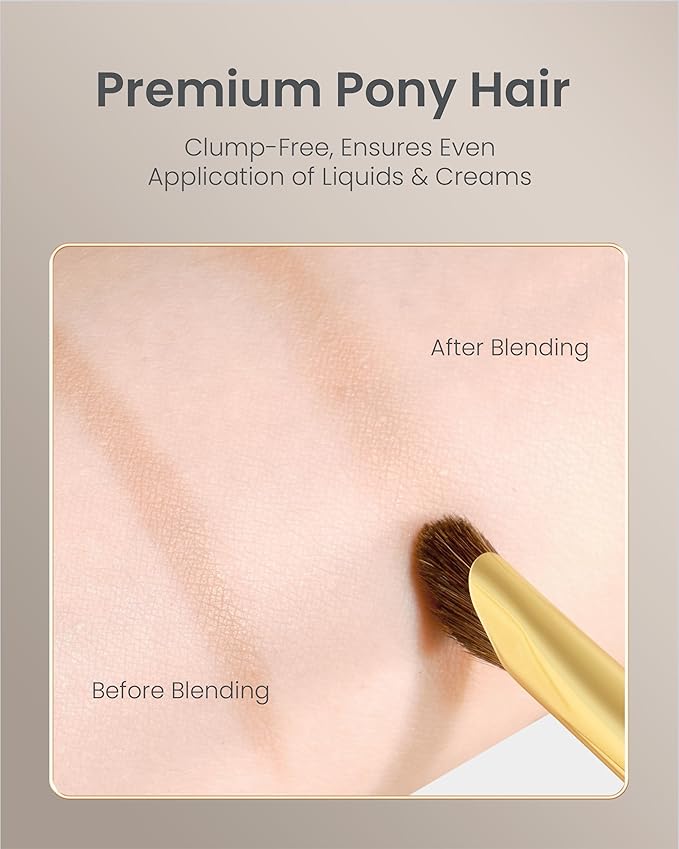 Desert Oak Series Nose Contour Brush - Angled Pony Hair Bristles for Seamless Sculpting, Dual-Use with Cream/Powder, Ebana Handle & Brass Ferrule (CM 179)-FemmiqueWomen