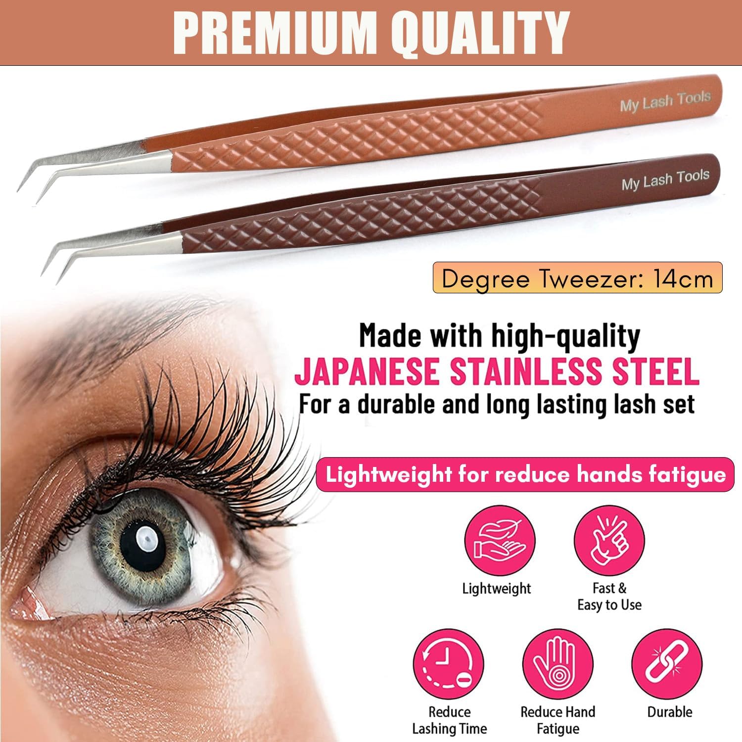 2pcs Curved Isolation Tweezers for Eyelash Extensions – 14cm Stainless Steel, Best for Individual Isolation & Classic Lashes Lash Tweezers Set-FemmiqueWomen