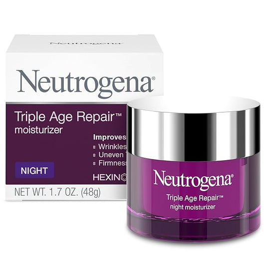 Neutrogena Triple Age Repair Night Cream, 1.7oz Jar, Anti-Aging Face Cream, Face Moisturizer For Women & Men, Hydrating Night Face Moisturizer for Even Skin Tone & Firming, Vitamin C-FemmiqueWomen