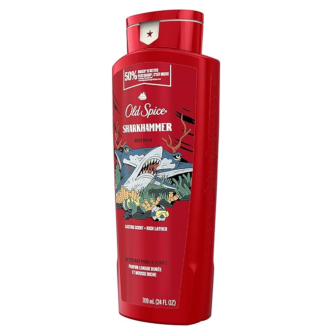 Old Spice Body Wash for Men, Sharkhammer, Long Lasting Lather, 24 fl oz (Pack of 4)-FemmiqueWomen