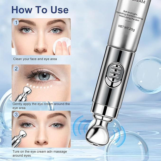 20g Eye Cream with Electric Massage, Moisturizing Anti-Wrinkles Eye Cream, Anti Aging Eye Cream for Dark Circles and Puffiness, Results in 3-4 Weeks to Reduce Fine Lines-FemmiqueWomen