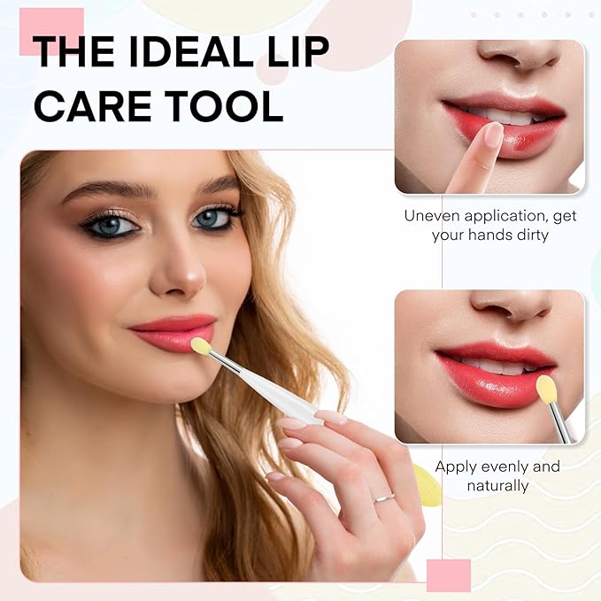 Unaone Lip Scrub Brush - 3 PCS Dual-ended Lip Scrubber Exfoliator and Silicone Lip Brush, 3-in-1 Silicone Lip Scrub Tool Lip Mask Applicator, Gentle Exfoliator & Applicator for Soft-FemmiqueWomen