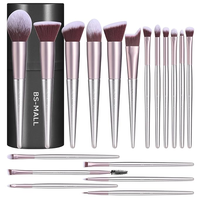 BS-MALL Makeup Brush Set 18 Pcs Premium Synthetic Foundation Powder Concealers Eye shadows Blush Makeup Brushes with black case-FemmiqueWomen