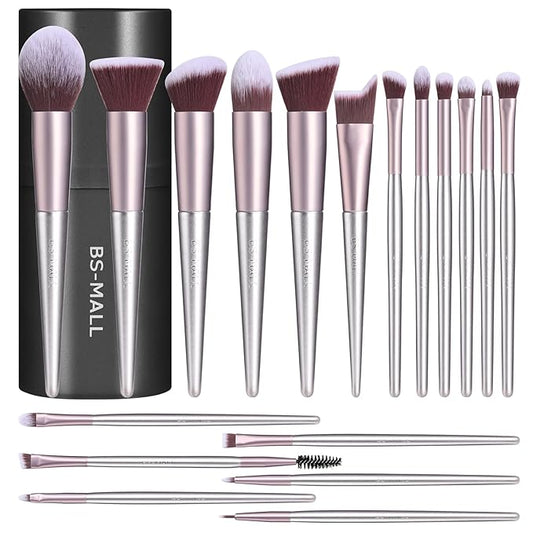 BS-MALL Makeup Brush Set 18 Pcs Premium Synthetic Foundation Powder Concealers Eye shadows Blush Makeup Brushes with black case-FemmiqueWomen