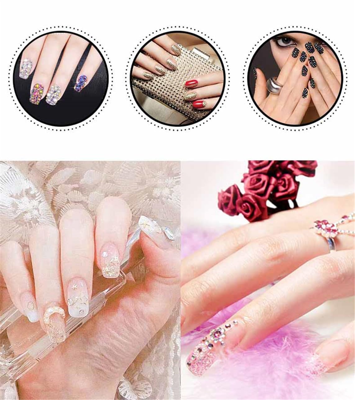 1440 Pcs SS20 5mm Flatback Rhinestones for Nails Art Crafts Glitter Round Shine Gems AB Crystals DIY Clothes Shoes （Purple AB）-FemmiqueWomen