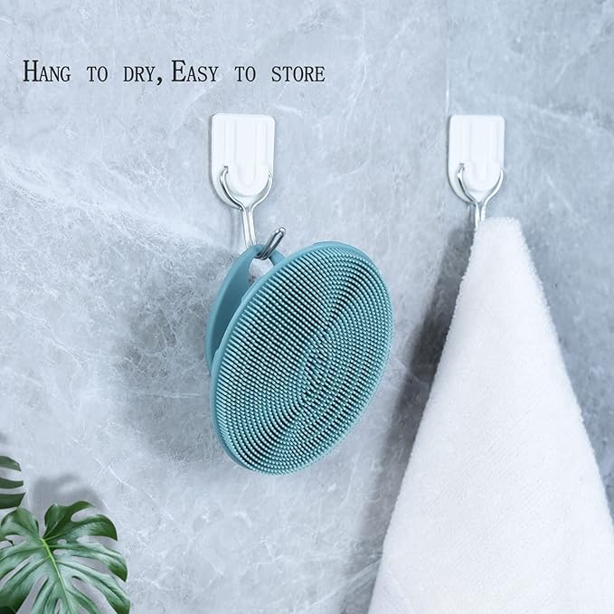 INNERNEED Silicone Face Scrubber, Exfoliating Brush Manual Handheld Facial Cleansing Brush Blackhead Remover, Food-Grade Soft Bristles (Dark Green+Pink)-FemmiqueWomen