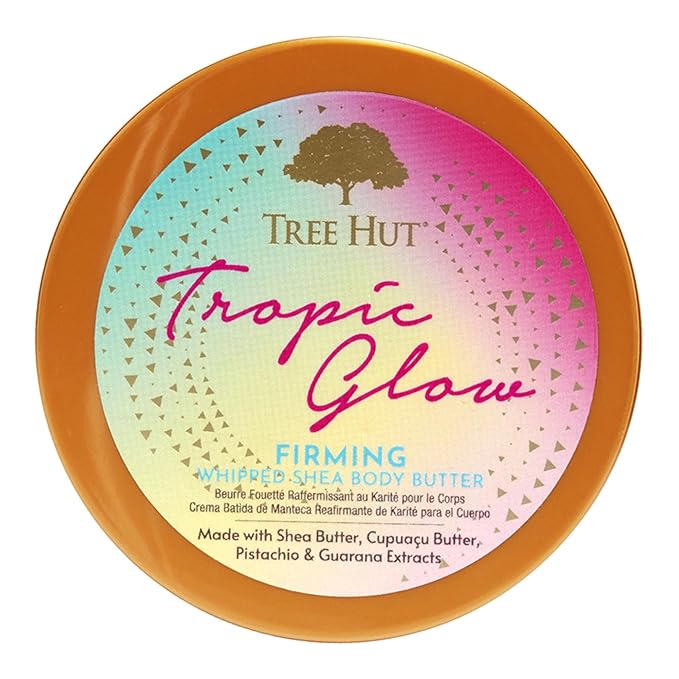 Tree Hut Tropic Glow Whipped Body Butter, Warm Scent with Almond, Golden Amber, and Australian Sandalwood, Long-Lasting Hydration for Soft, Glowing Skin, 8.4 oz-FemmiqueWomen