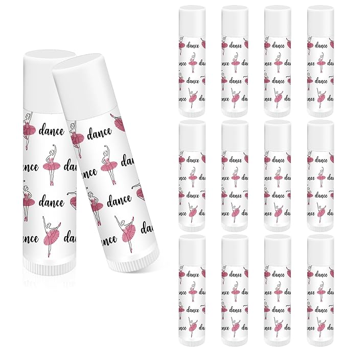 12 Pack Dance Theme Ballet Lip Balms Bulk Moisturizing Lip Balms Back To School Gift Ballet Gifts Lip Balm Christmas Thanksgiving Day Dance Party Thanks Gift for Dancer Girl Woman-FemmiqueWomen