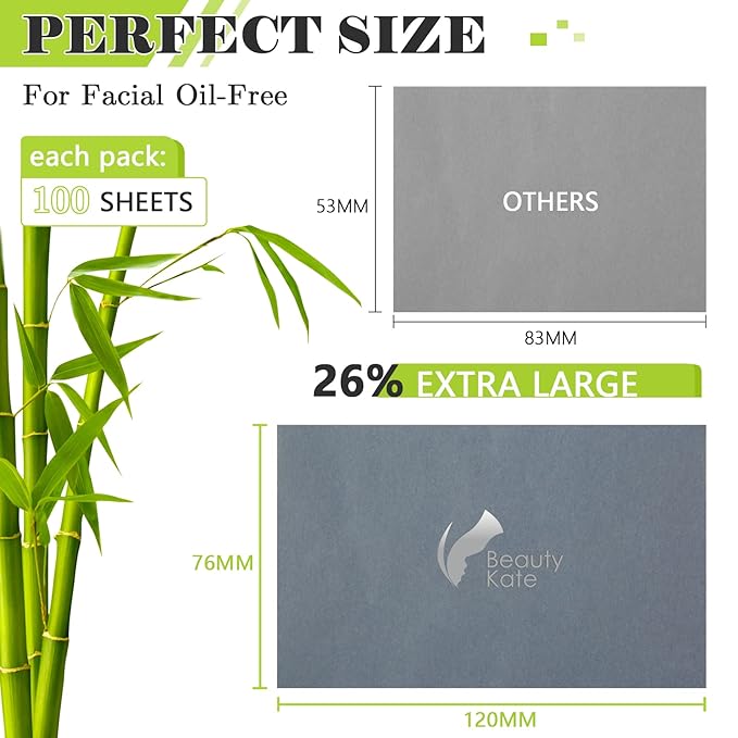 Natural Premium Oil Blotting Paper for Oily Skin with Bamboo Charcoal,26% Larger Oil Blotting Sheets for Face,Makeup Friendly Oil Absorbing Sheets 600 Sheets-FemmiqueWomen