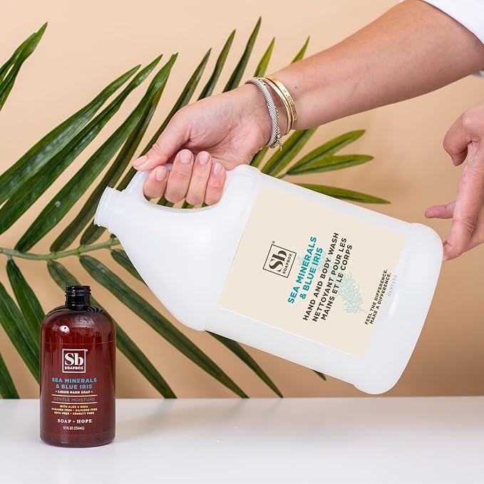 Soapbox Liquid Hand Soap & Body Wash, Sea Minerals & Blue Iris - Gentle, Moisturizing Hand & Body Cleanser, Vegan, Cruelty Free Hand Soap Refill for Bathroom, Kitchen, Professional Use - Gallon Size-FemmiqueWomen