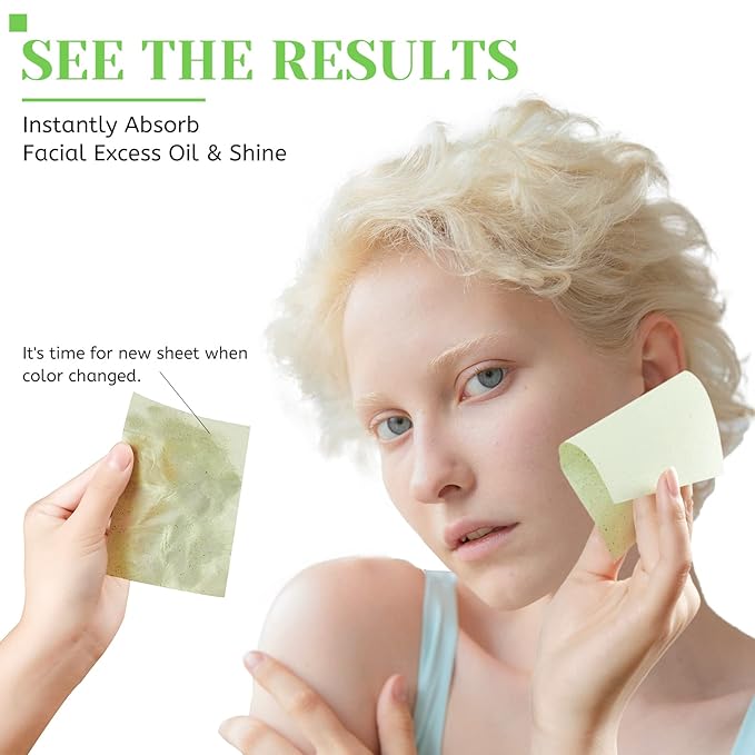 Oil Blotting Sheets for Face - Green Tea,26% Larger,6pk/600 Natural Blotting Paper for Oily Skin,Makeup Friendly Oil Absorbing Sheets,Easy To Grab One-FemmiqueWomen