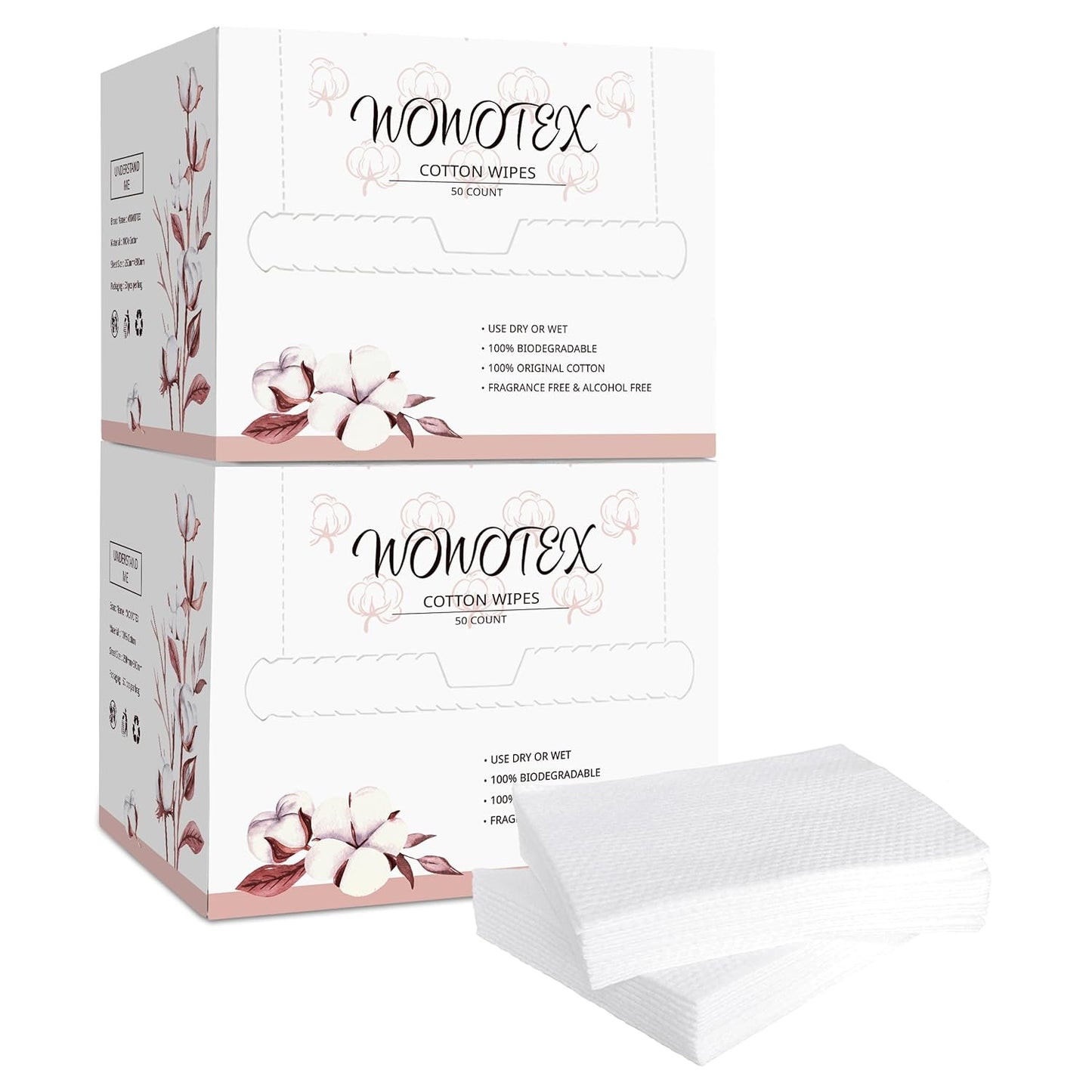 100% Cotton Disposable Face Towel 100 Count 10x12 Inch | Biodegradable Thick Soft One Time Use Dry Wipes for Sensitive Skin, Baby Care, Facial Cleaning, Makeup Removal-FemmiqueWomen