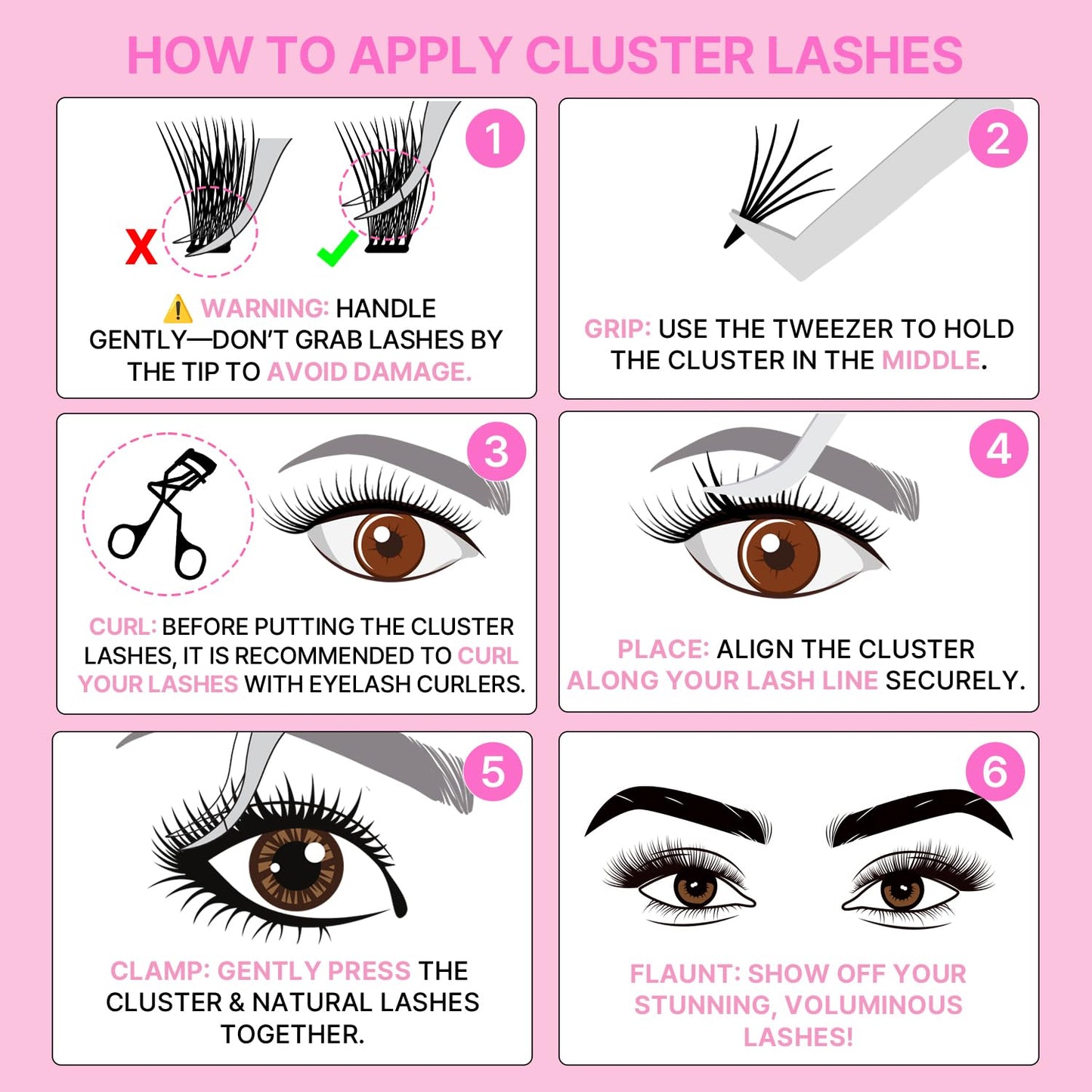 Korean Self Adhesive Lash Clusters Voluminous Look No Glue Press On Pre Bond Lash Clusters Fluffy Self Adhesive False Eyelashes No Glue Needed Reusable Wispy Eyelash Extensions-FemmiqueWomen