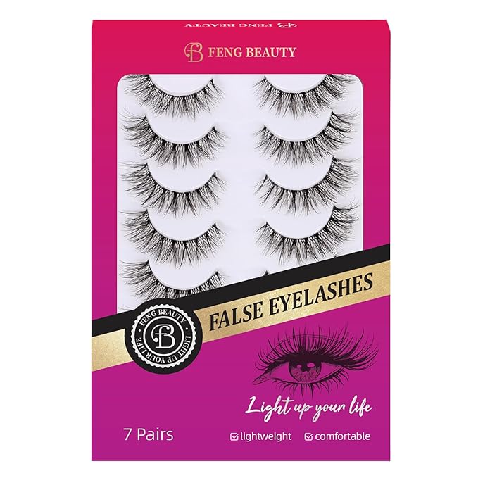 Wispy Lashes - Natural False Eyelashes Strip Lashes with Clear Band for Daily Wear 7 Pairs Cat Eye Lashes 12mm Reusable Fake Lashes That Look Like Extensions-FemmiqueWomen