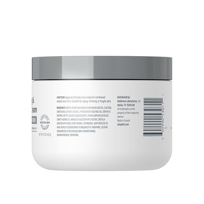 Cetaphil Skin Activator Hydrating & Firming Body Cream 12oz, Mandelic Acid (AHA) and Centella Asiatica (CICA) Cream, Hydrates and Firms Aging Skin, Anti-Aging Skin Care, 12 oz-FemmiqueWomen