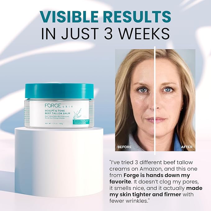 Original Sculpt & Tone Balm Beef Tallow for Skin Women |Grass Fed Beef Tallow and Honey Balm for Face | Under Eye Firming Cream Tightening Lifting Sagging Skin Beef Tallow Moisturizer-FemmiqueWomen