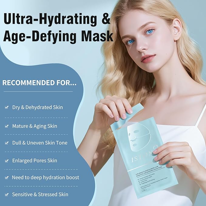 ISTON Overnight Collagen Face Mask - Intense Hydration & Anti-Aging - With 5 Hyaluronic Acids, Peptides & Plant Extracts - Reduce Fine Lines, Plump Skin, Minimize Pores -4Pack-FemmiqueWomen