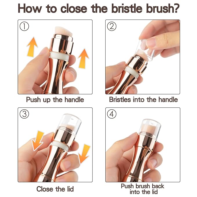 kullder 4 in 1 Makeup Brush Travel Makeup Brushes Blend Sponge, Eyebrow, Eyeshadow & Blush Brushes for Foundation Concealer Double Ended Makeup Brush with Powder Puff Women Ideal Gifts-FemmiqueWomen