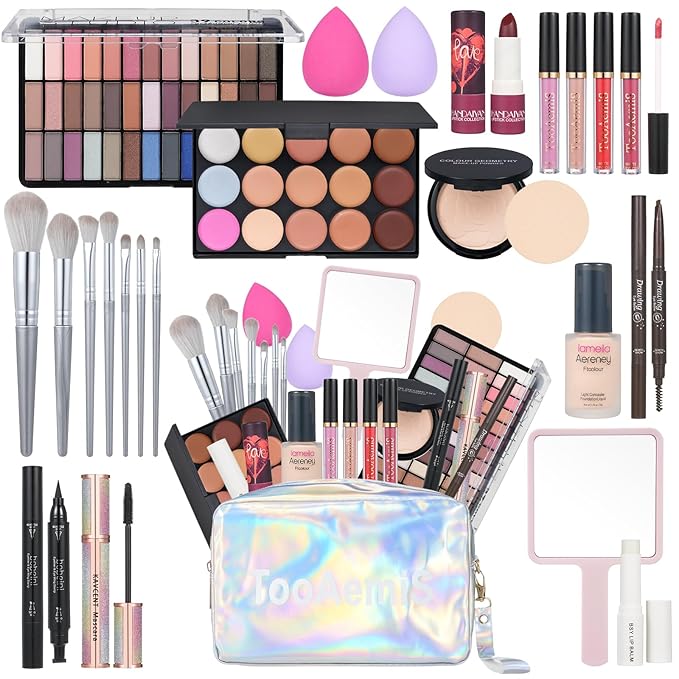 30 Pieces Makeup Kit for Women Full Kit, TooAemiS Professional Makeup Kit for Teens or Adult, All in One Makeup Sets Include Eyeshadow Palette Lipstick Concealer Foundation Mascara Loose Powder Etc-FemmiqueWomen