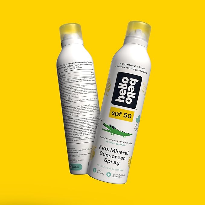 Hello Bello SPF 50 Mineral Sunscreen Spray - Hypoallergenic Broad Spectrum UVA + UVB Protection - Reef Friendly & Water Resistant - 5 oz (Pack of 2)-FemmiqueWomen