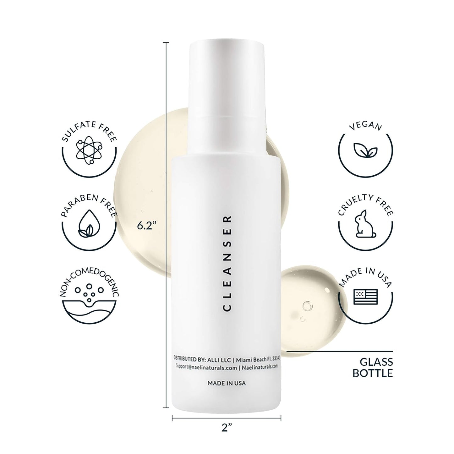 Gentle Face Cleanser - All Natural Anti Aging Vitamin C Face Wash for Sensitive & Dry Skin with Hyaluronic Acid & Antioxidants - Vegan & Cruelty Free, 4 oz-FemmiqueWomen