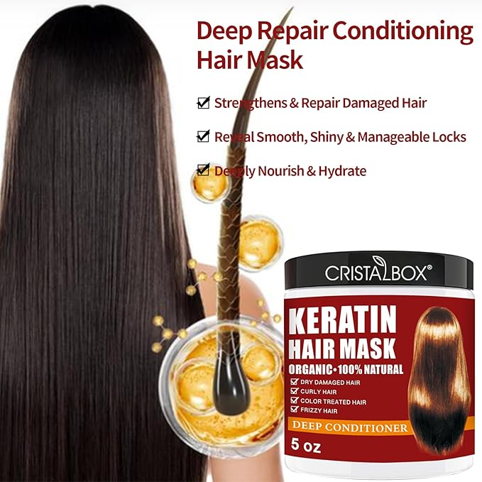 2 Pack Collagen Hair Mask & Keratin Hair Mask,Keratin Hair Treatment,Hydrating Argan Oil Hair Repair Treatment Deep Conditioner Hair Mask for Dry Hair,Collagen with Biotin Hair Treatment Mask-FemmiqueWomen