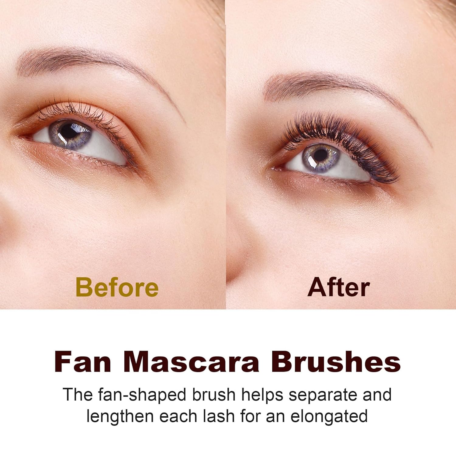 2 Pcs Folding Angle Scalloped Lash Brush, Eyelash Comb Separator, Multifunctional Mascara Fan Brush, Soft Bristles Makeup Tool for Upper Lower Eye Lash (Black)-FemmiqueWomen