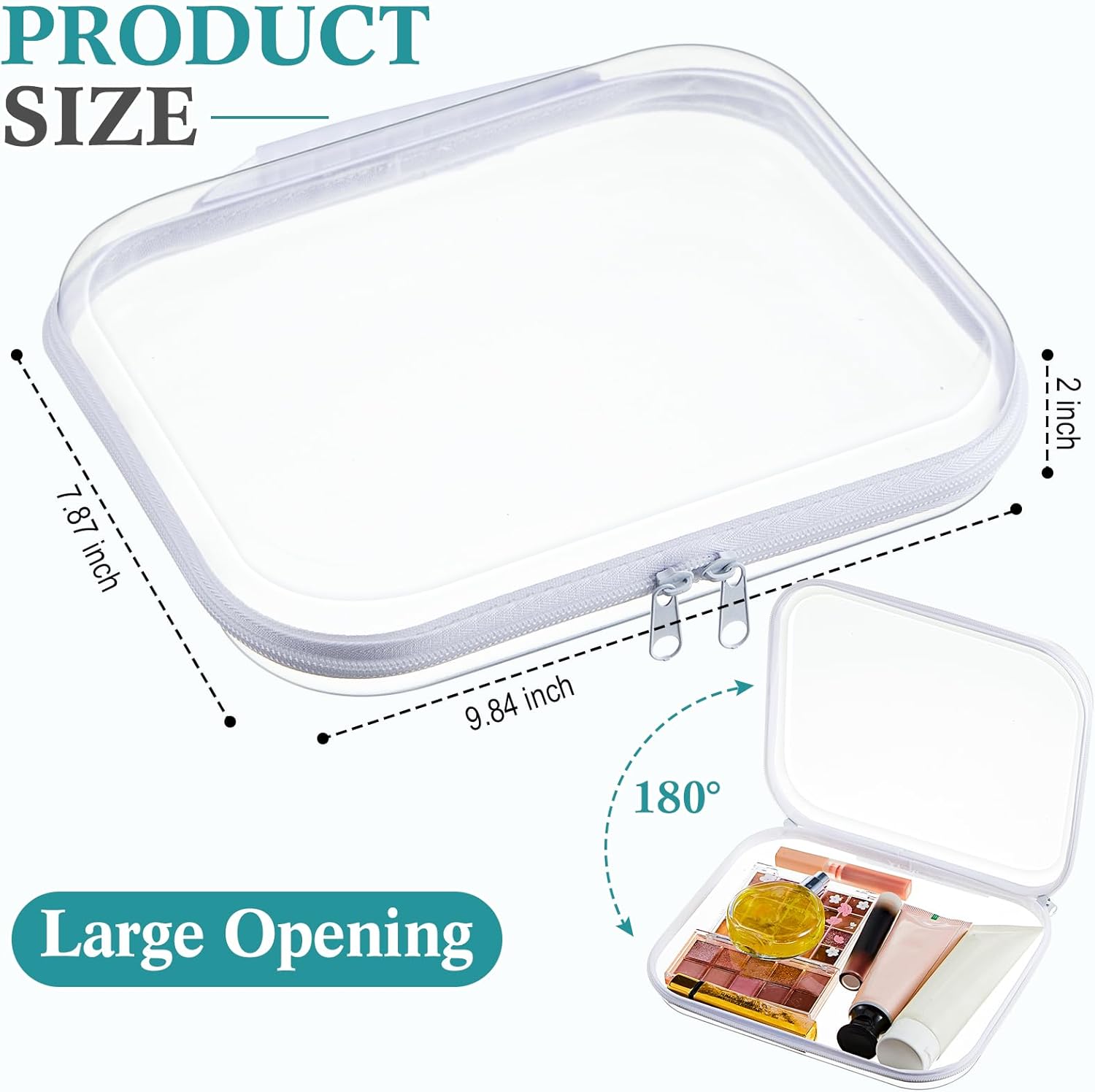 Sanwuta 4 Pcs Clear Hard Zipper Case with Handle Office Storage Cases Hard Plastic Pouches Transparent Bins for Crafts, Pencils, Snacks, Cosmetics, Puzzles(9.8 x 7.9 x 2 Inches,White)-FemmiqueWomen