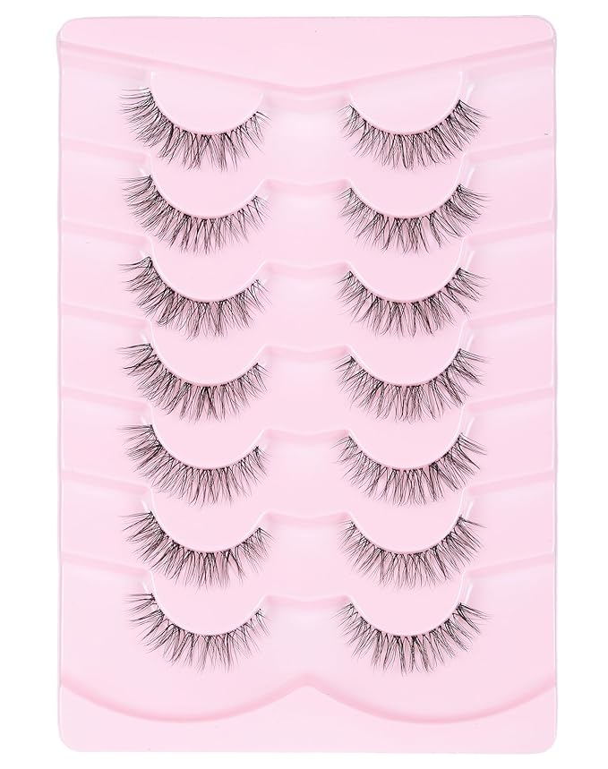 Natural Lashes Cat Eye False Eyelashes Wispy Eye Lashes Wispies Eyelashes C Curl Fake Eyelashes Natural Look Clear Band Lashes-FemmiqueWomen